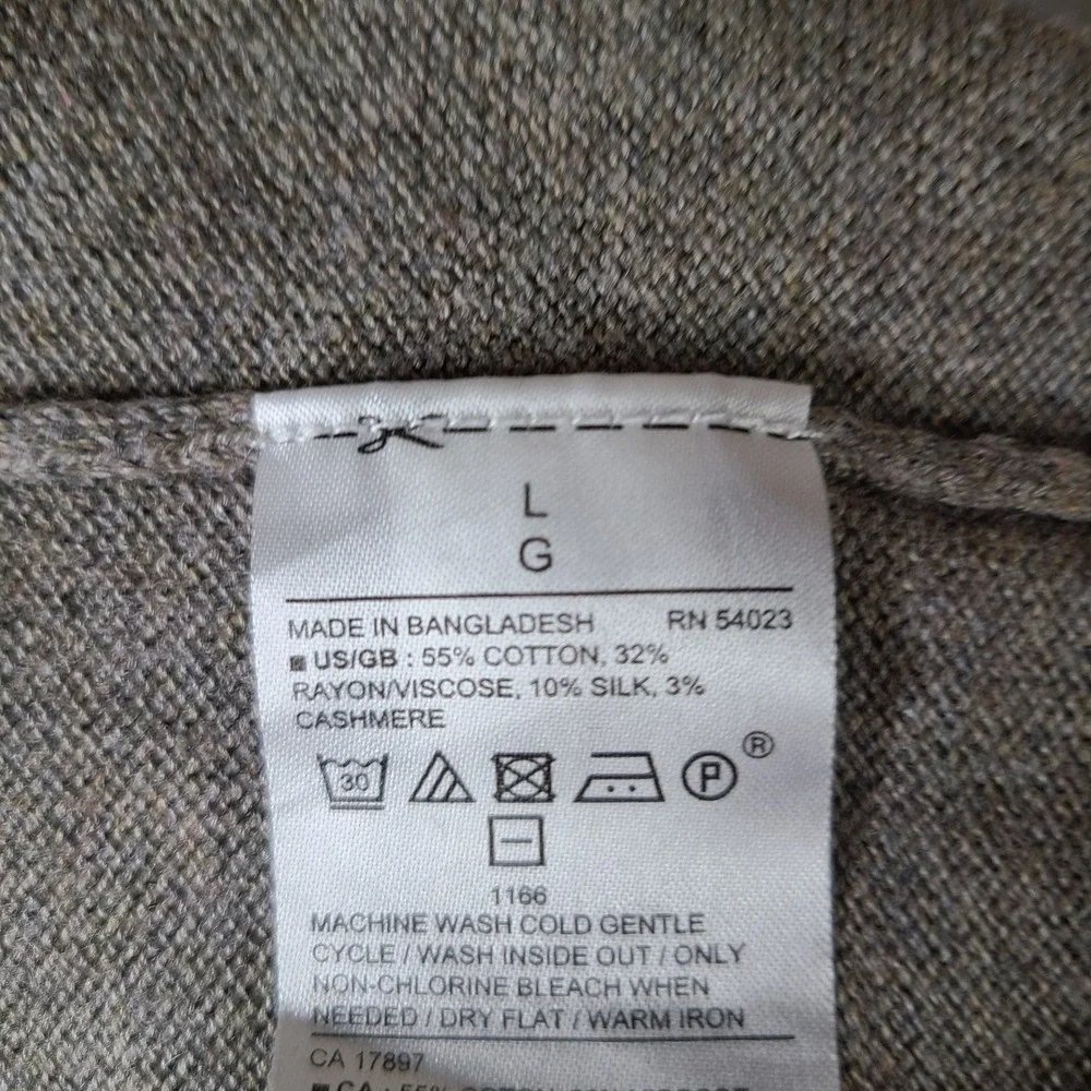 Banana Republic Sweater Mens Large Gray Crew Neck Cotton Silk Cashmere Casual